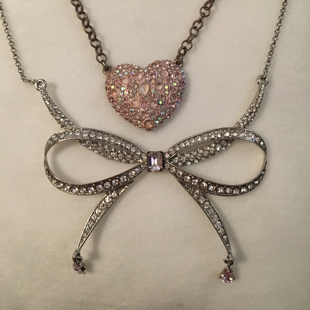 Betsy Johnson heart and bow necklaces